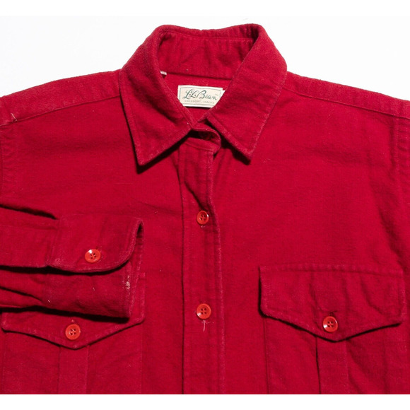 L.L. Bean Tops - Vintage L.L. Bean Chamois Flannel Women's 12 Heavyweight Red Script Tag 70s